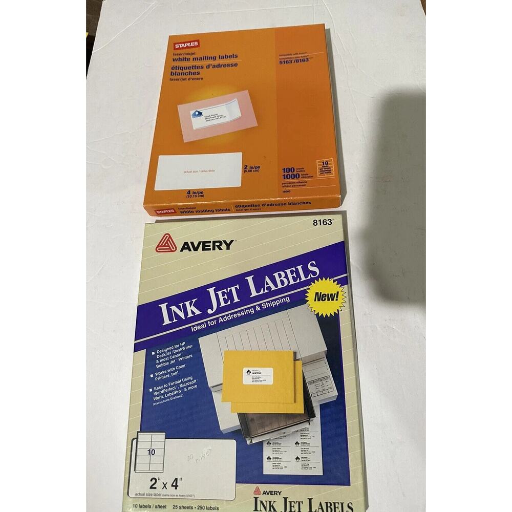 103 Sheets Address Mailing 1030 Labels 2” x 4” (20 Avery #8193 + 83 Staples READ